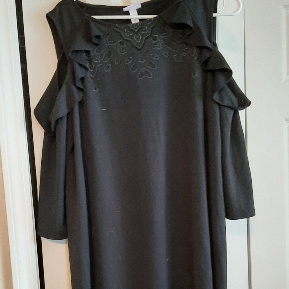 Black Maternity Dress with Cut Out Shoulders